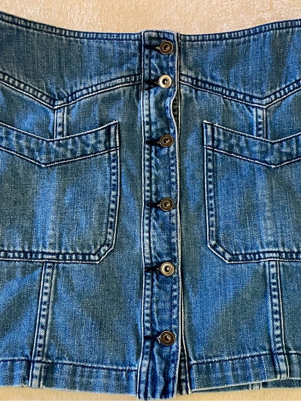 Free People Indigo Denim Top with Lilac Trim